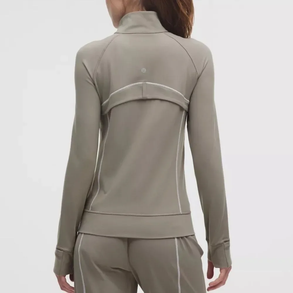 NWT Lululemon | Define Track Jacket Athleisure Luon Warm Ash Grey/White Women 14 - Picture 2 of 13